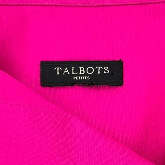 Talbots Womens Silk Button Up Blouse Size L? Petite Fuchsia Long Sleeve - Picture 3 of 10